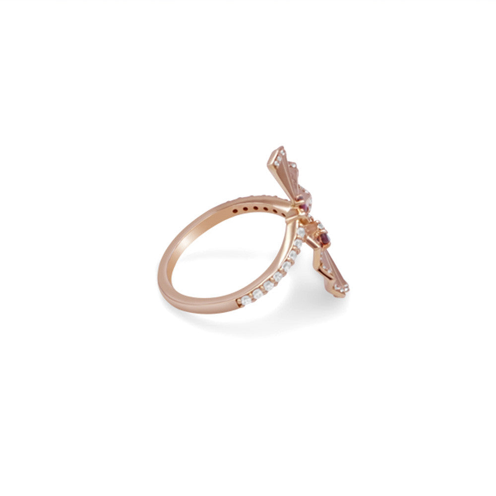 Side profile of 18K rose gold Italian fan ring