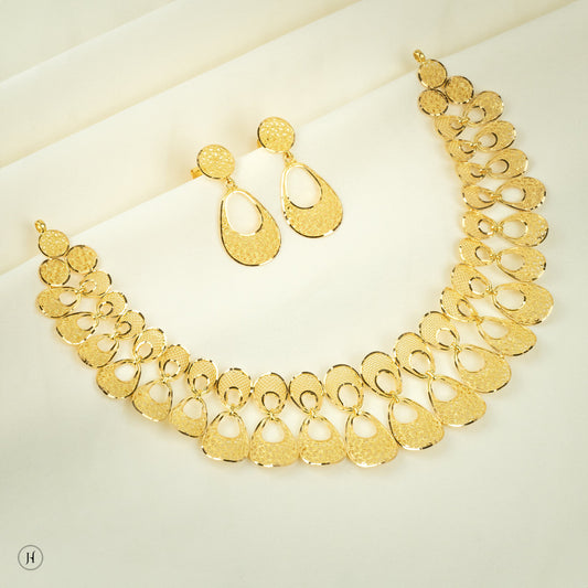 21K Yellow Gold Italian Infinity Princess Necklace Set