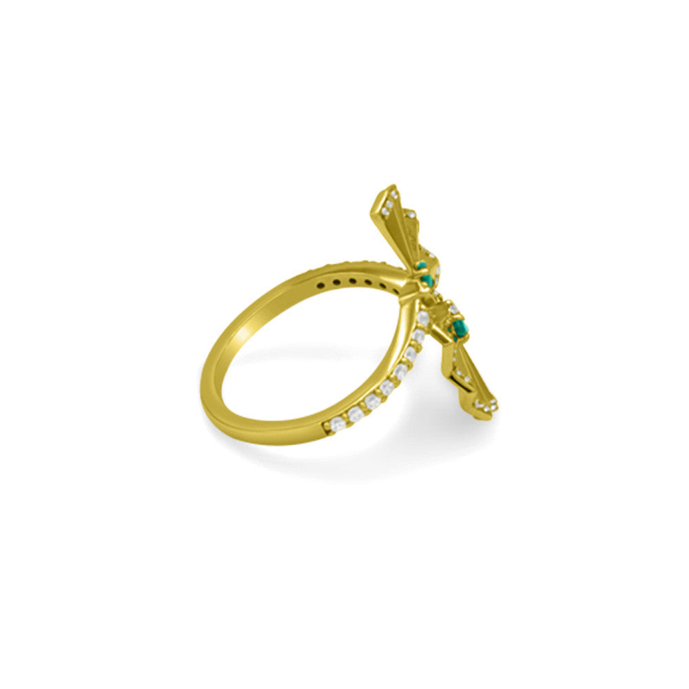 Side profile of 18K Yellow gold Italian Fan ring