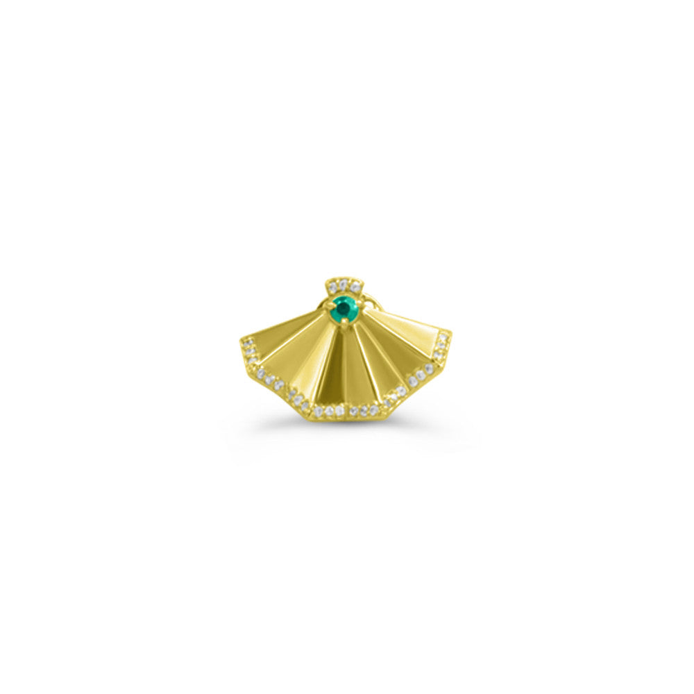 18K Yellow gold Italian fan stud earrings