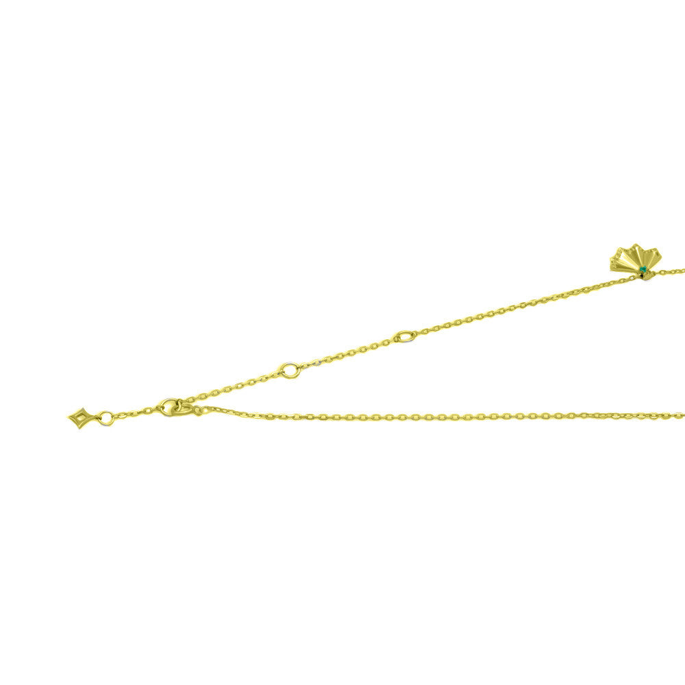 18K Yellow gold Italian Fan charm necklace with adjustable spring ring clasp