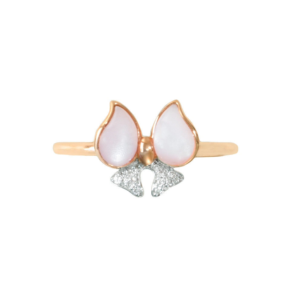 18K Rose Gold Bow Diamond Ring