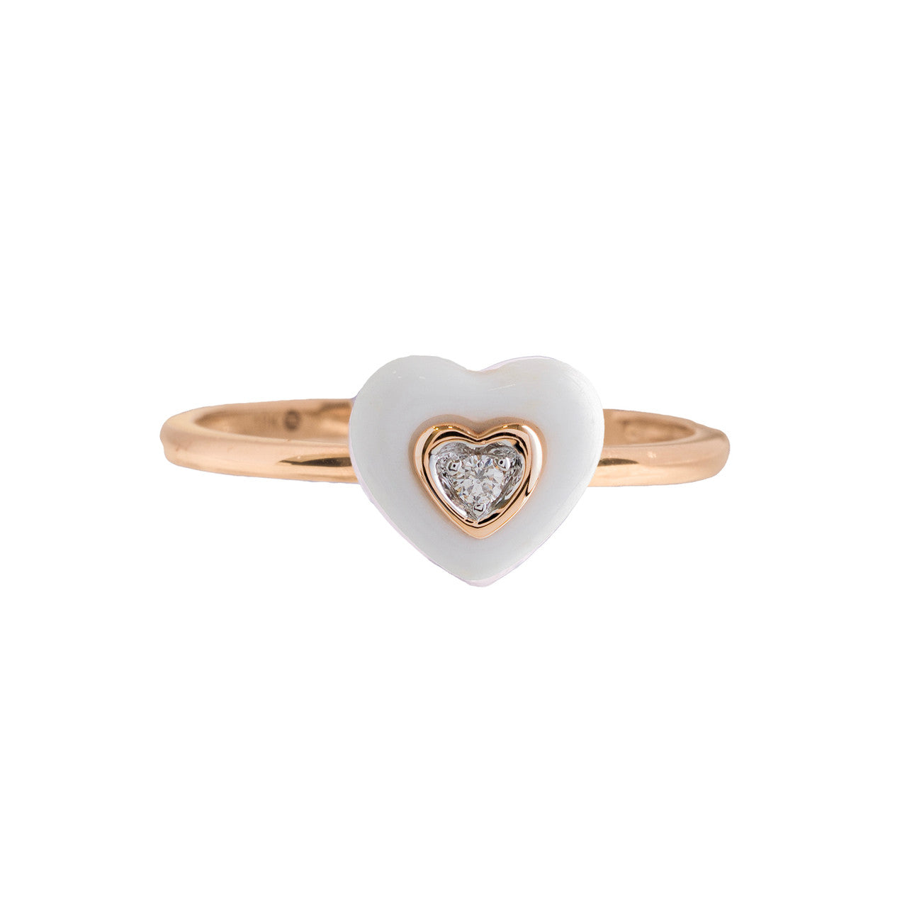 18K Rose Gold Heart Diamond Ring