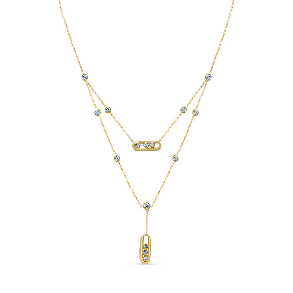 Matinee length 18K Yellow Gold Messika charm double Necklace