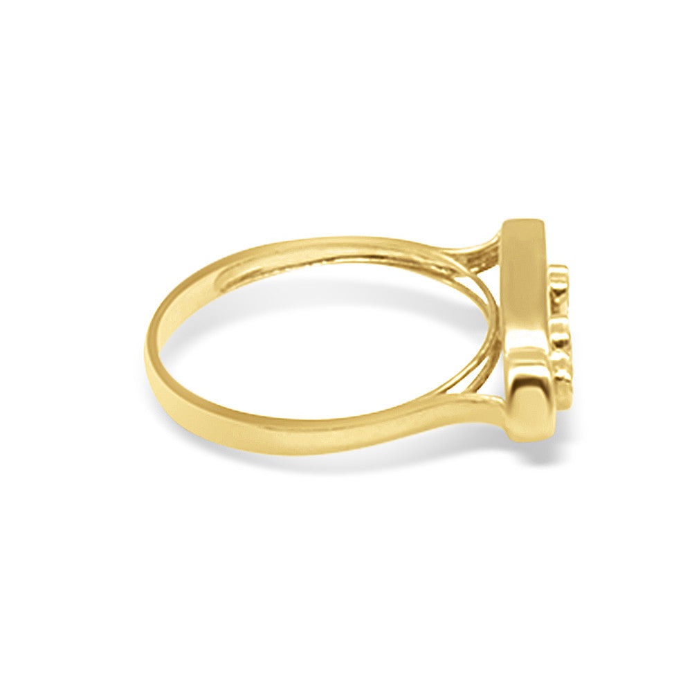 Side profile of 18K Yellow gold Messika ring