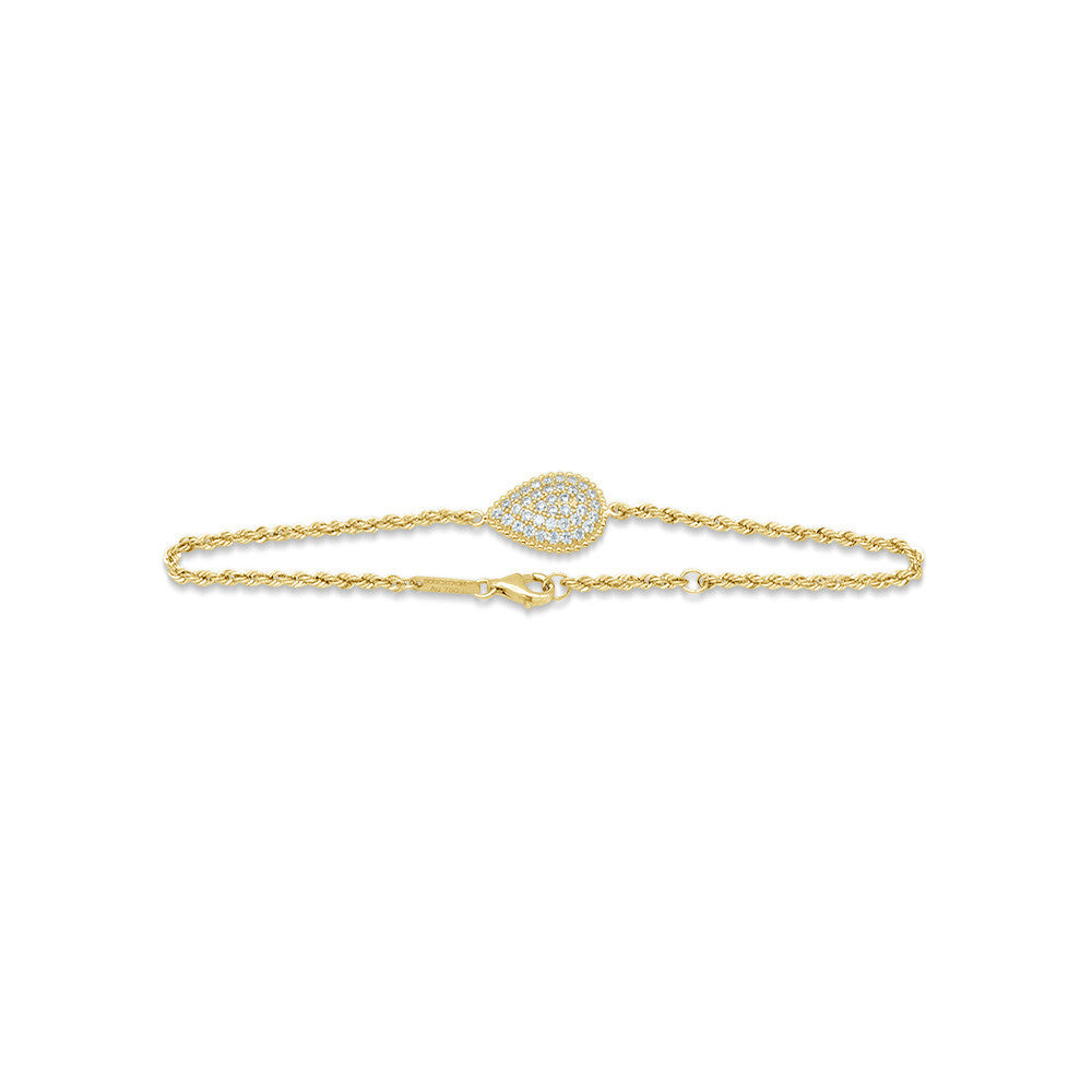 18K Yellow Gold Italian Pear bracelet with adjustable lobster clasp