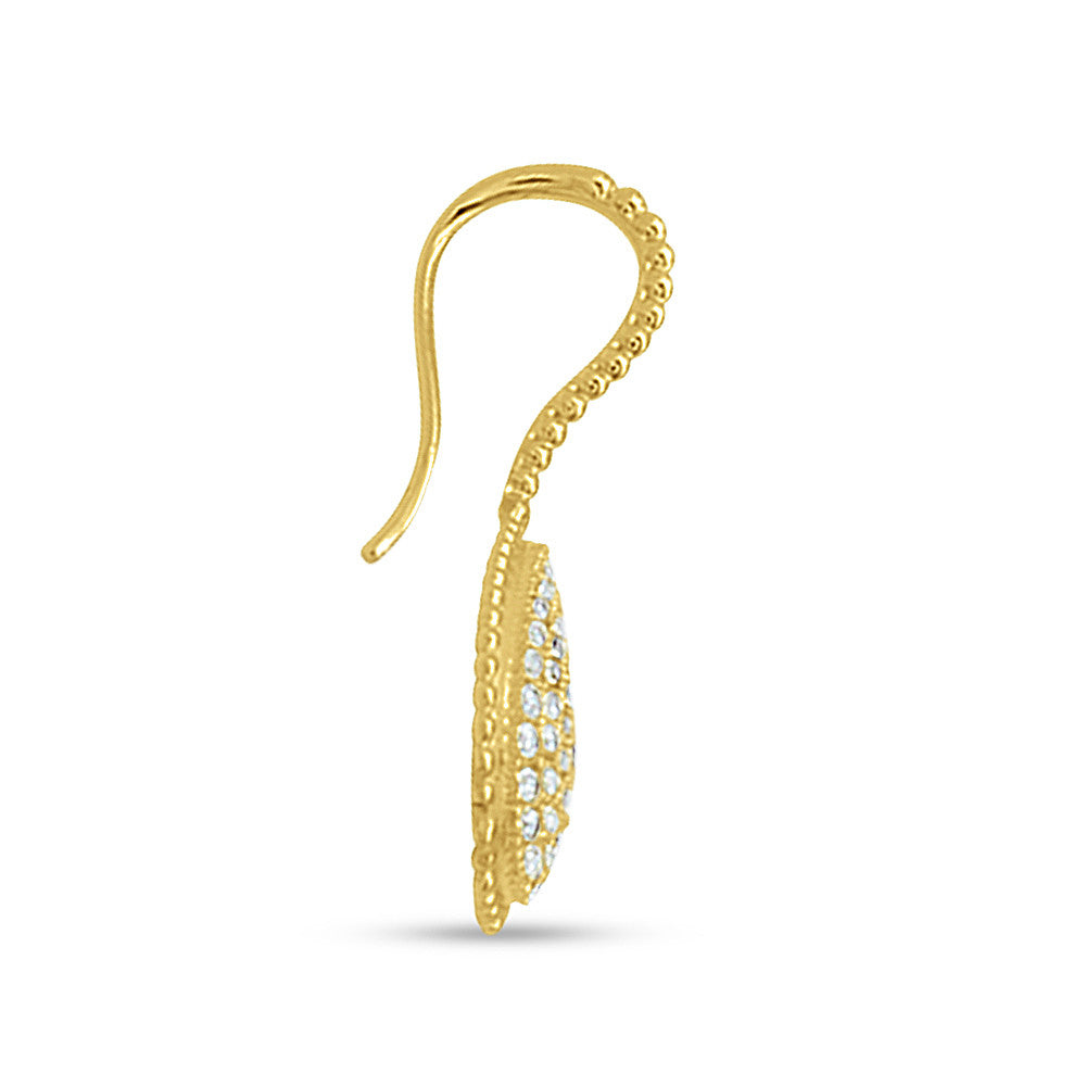 Side profile of 18K Yellow gold Messika french hook drop earrings