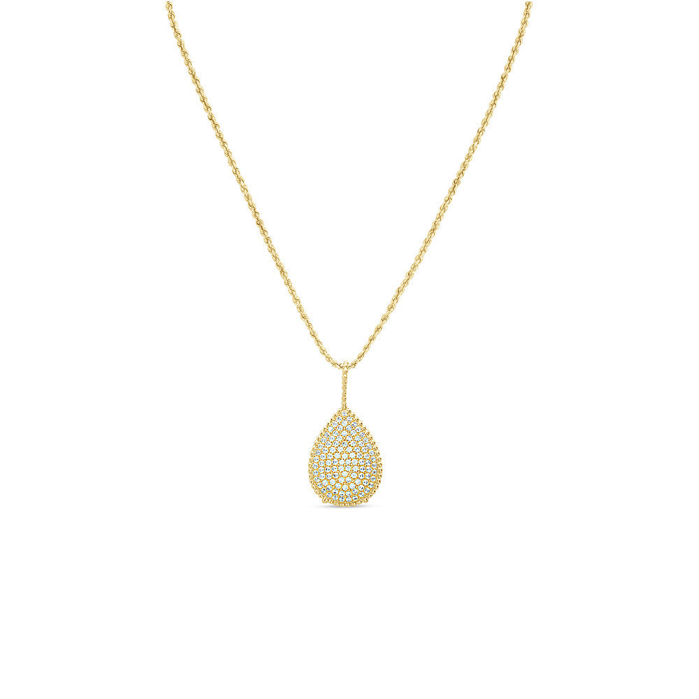 Matinee length 18K Yellow Gold Italian Pear Necklace