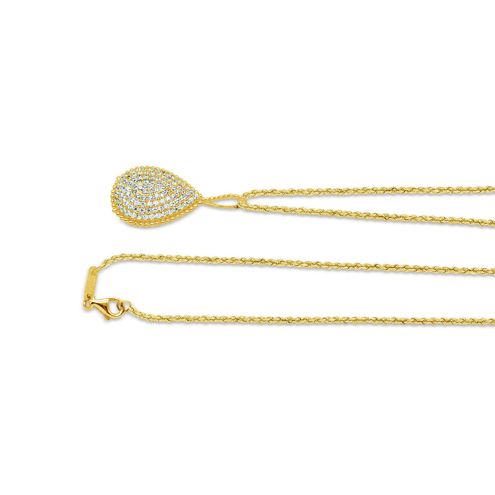 18K Yellow Gold Italian Pear Necklace with lobster clasp