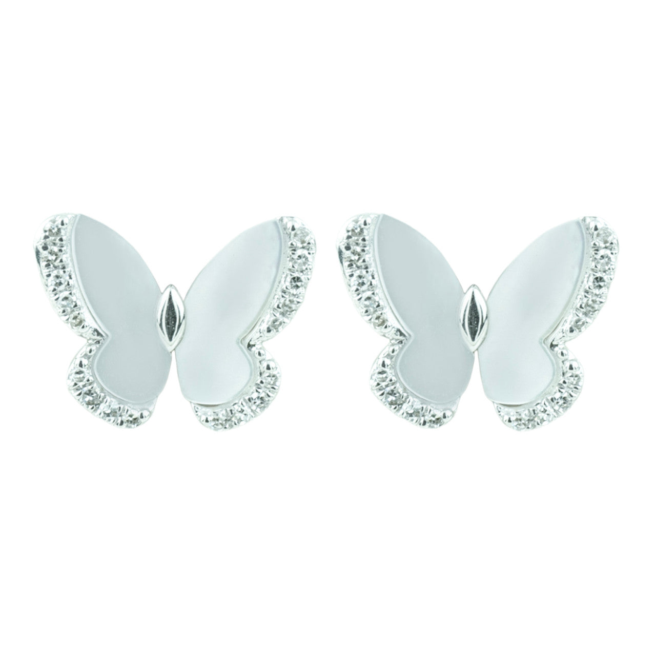 18K White Gold Mother of Pearl Diamond Earrings