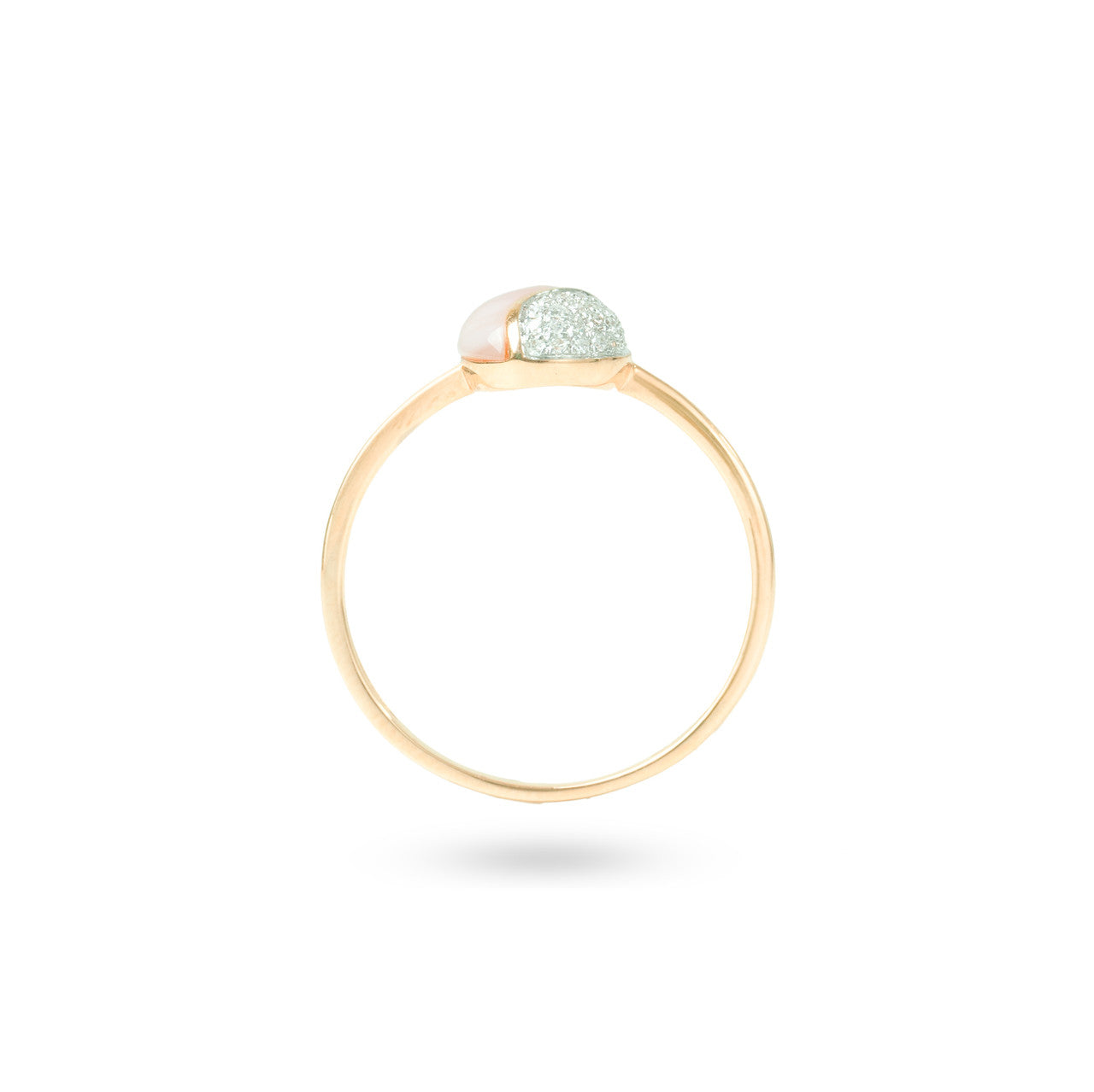 18K Rose Gold Mother of Pearl Drop Diamond Ring