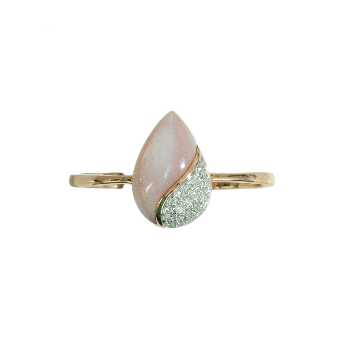 18K Rose Gold Mother of Pearl Drop Diamond Ring