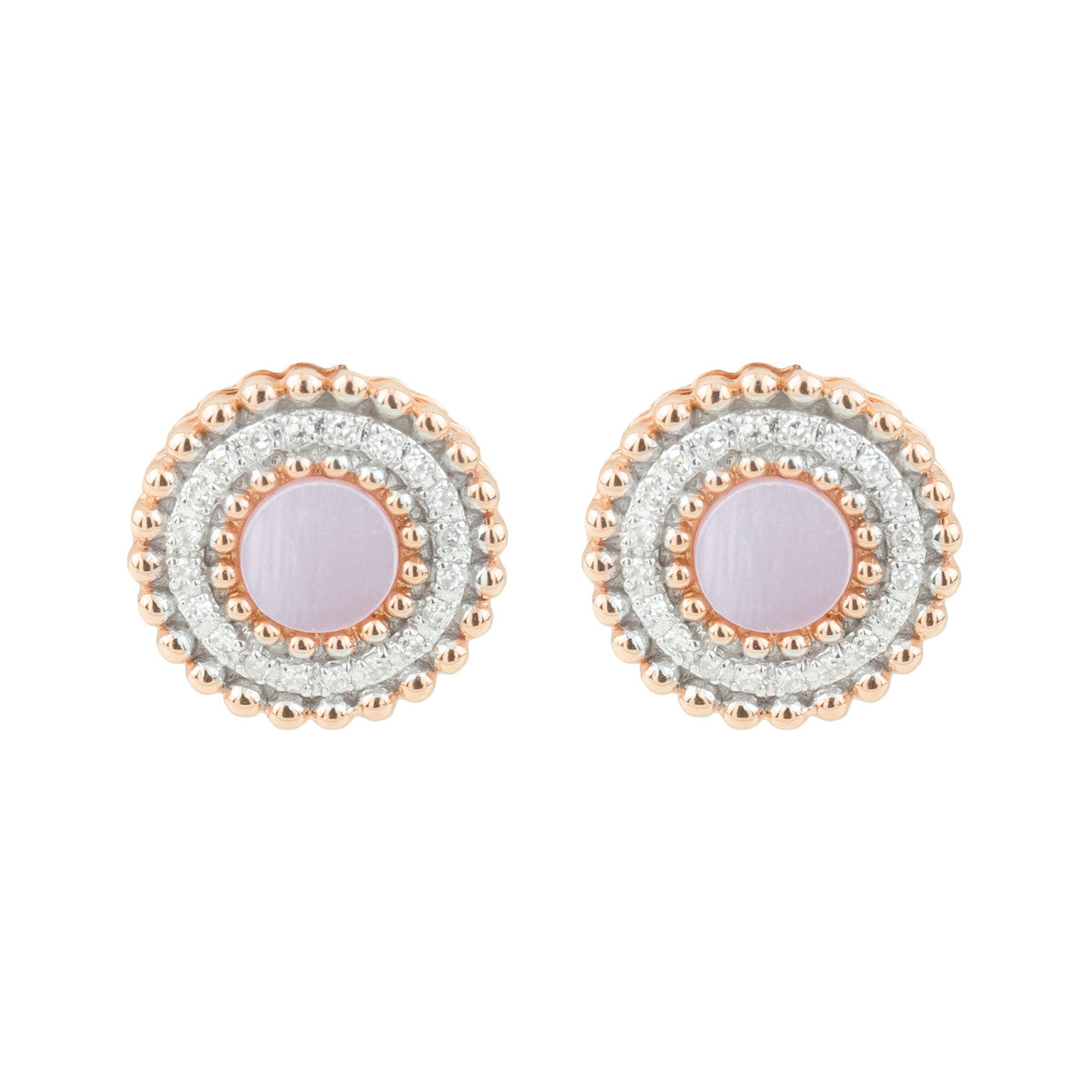 18K Rose Gold Mother of Pearl Diamond Earrings