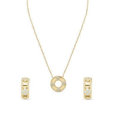 18K Yellow Gold Italian Donut Matinee Necklace Set