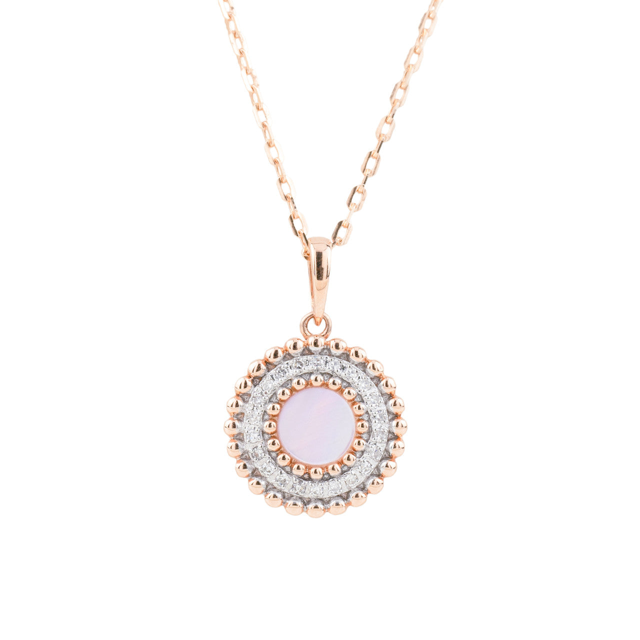 18K Rose Gold Mother of Pearl Diamond Pendant