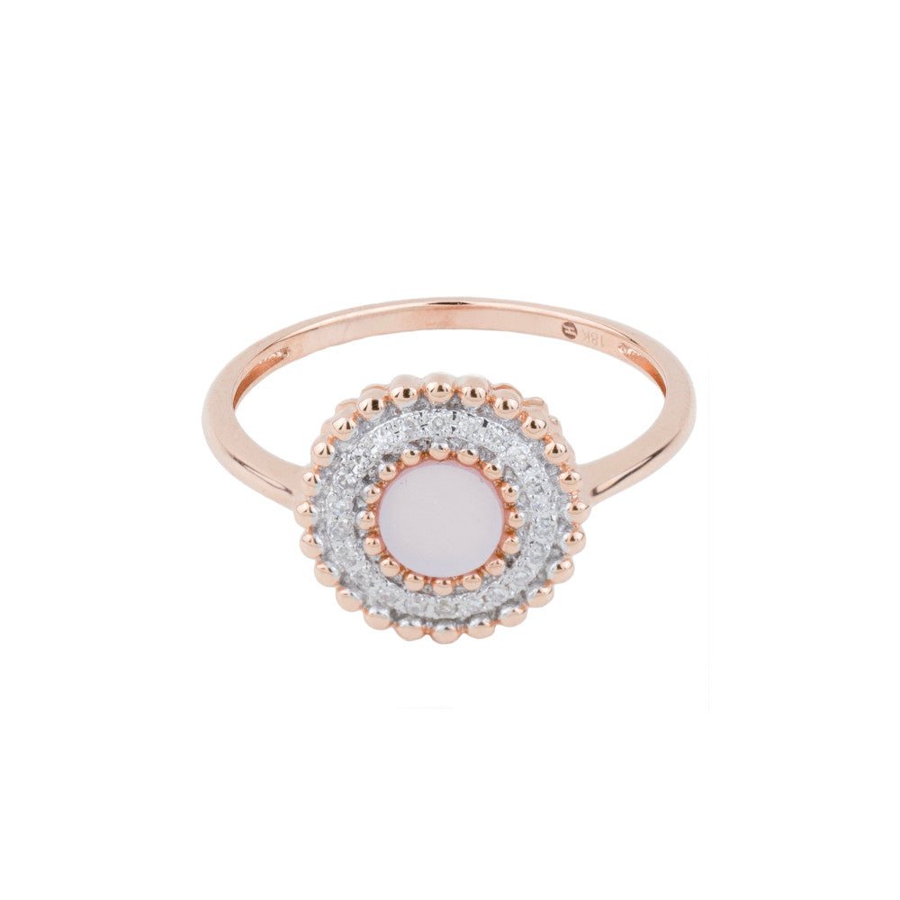 18K Rose Gold Mother of Pearl Diamond Ring