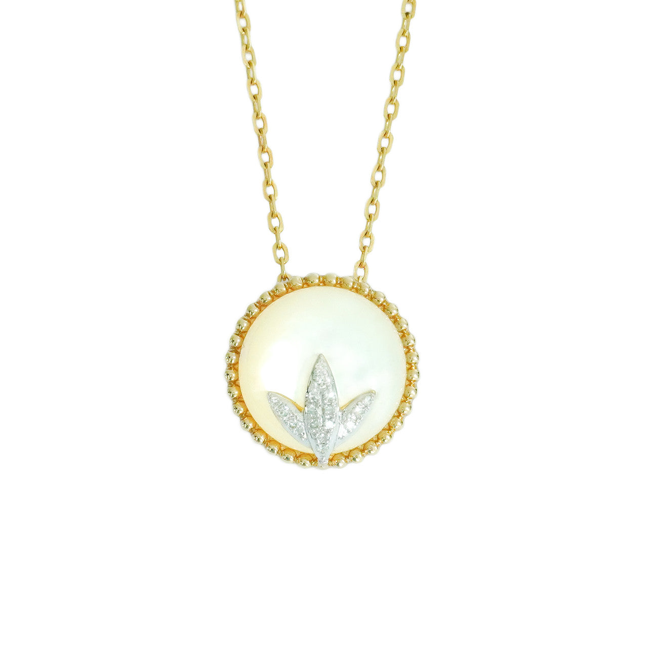 18K Yellow Gold Mother of Pearl Diamond Pendant