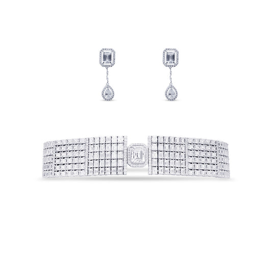 18K White Gold Italian Ice Half Choker Set