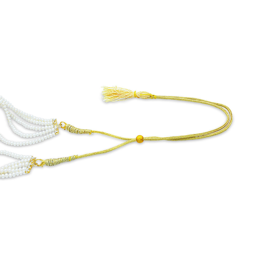 Adjustable yellow string on 21K Yellow Gold Bahraini Pearl Rouge Choker Necklace