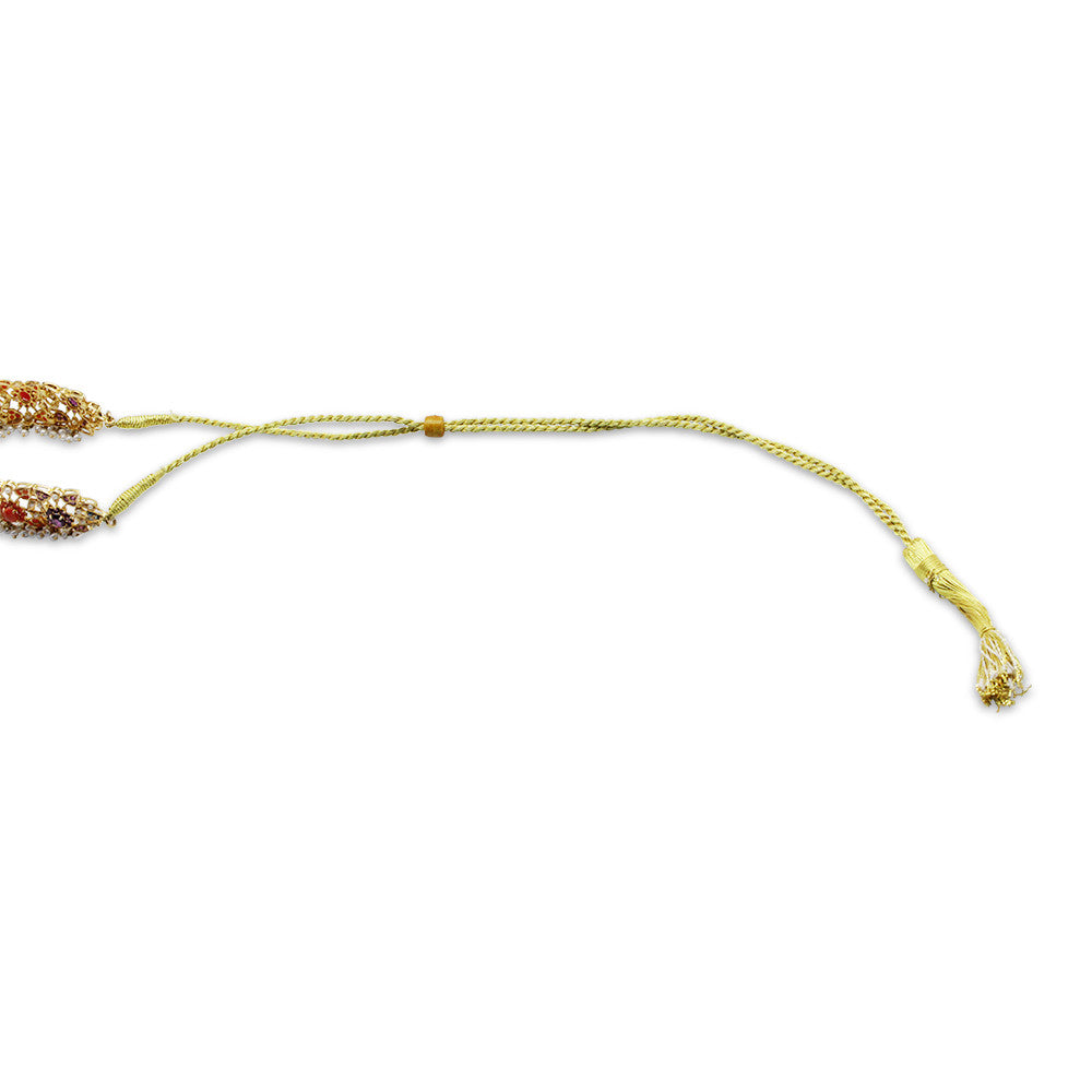 Adjustable yellow string on 21K Yellow Gold Bahraini Spring Pearl Choker Necklace