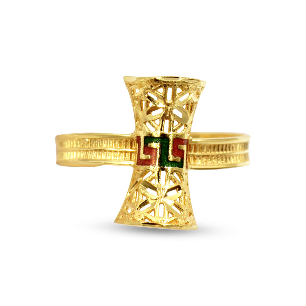 21K yellow gold Saudi Bow Meenakari ring