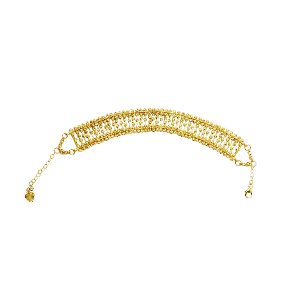 21K Yellow Gold Saudi Bridal Bead Bracelet with adjustable lobster clasp