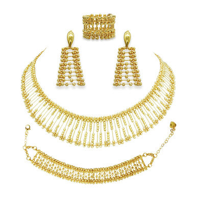 21K Yellow Gold Saudi Bridal Bead Necklace Set