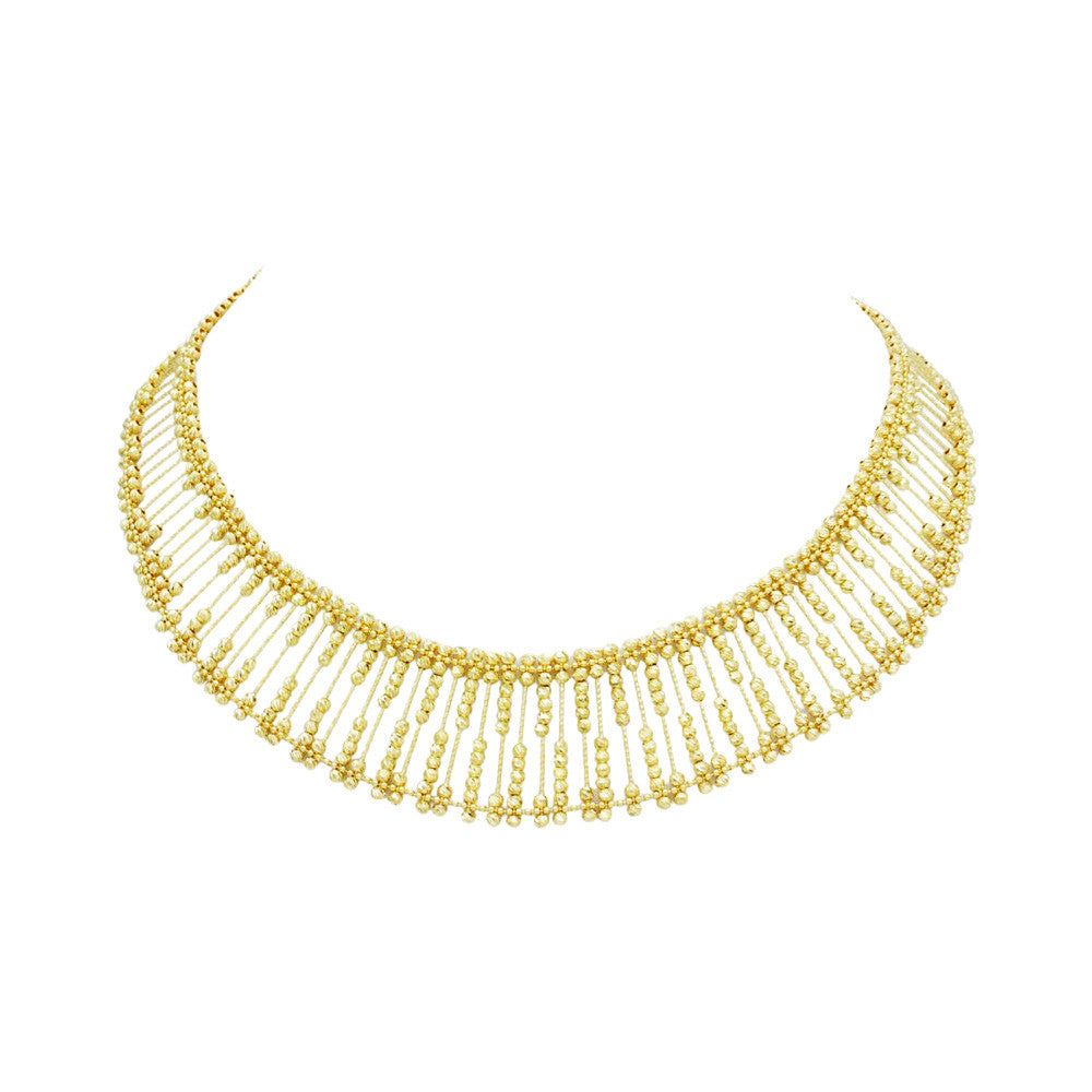 Princess length 21K Yellow Gold Saudi Bridal Bead Necklace