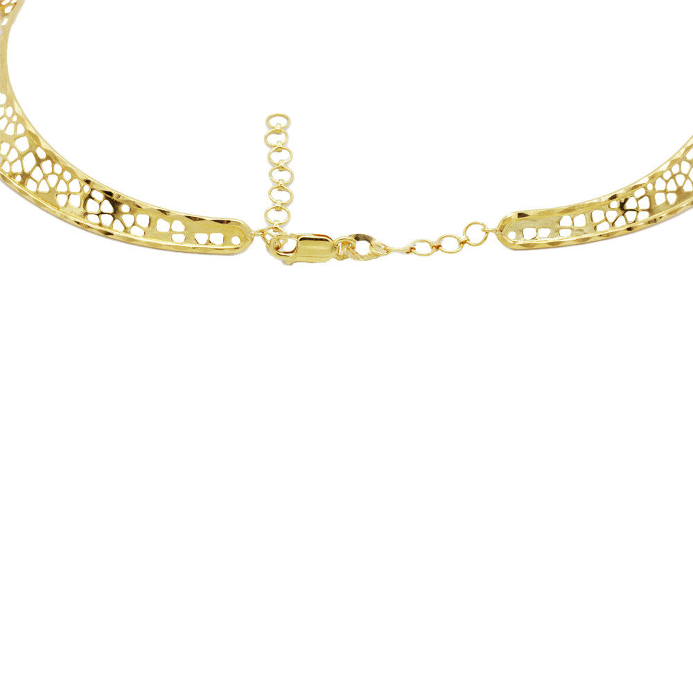 Adjustable lobster clasp on Matinee length 21K Yellow Gold Bahraini Bridal Floral Bead Necklace