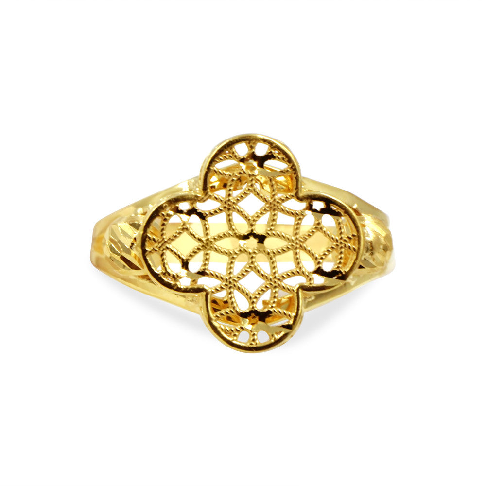 21K yellow gold Saudi Four Leaf Clover ring