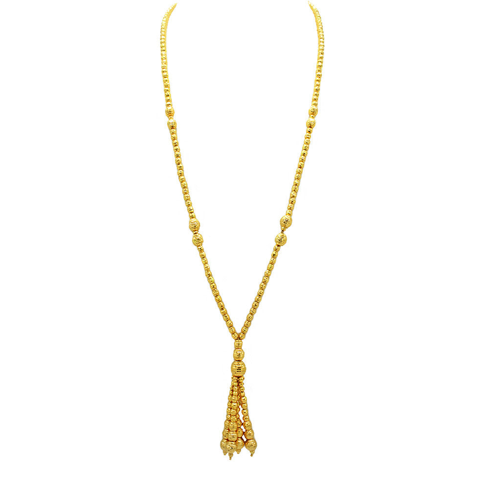 21K Yellow Gold Bahrain Dangling Disco Balls Rope Necklace