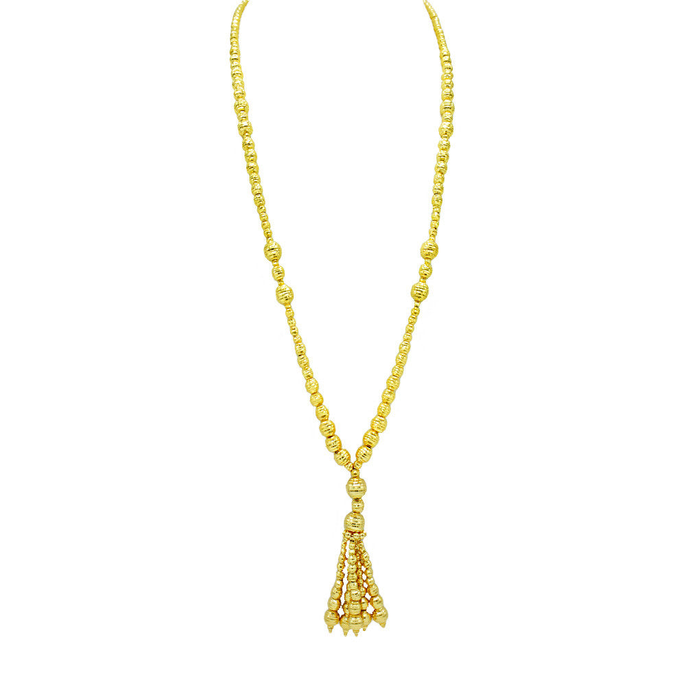 21K Yellow Gold Bahrain Dangling Disco Balls Opera Necklace