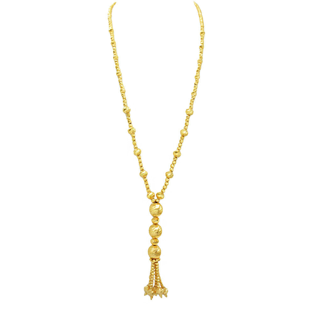 21K Yellow Gold Bahrain Dangling Large Disco Balls Opera Necklace