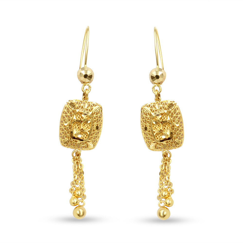 21K yellow gold Bahraini kidney back drop earrings