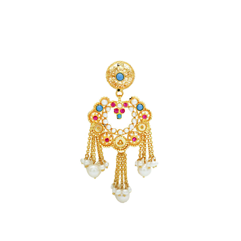 21K Yellow Gold Bahraini Pearl Chandelier Earrings