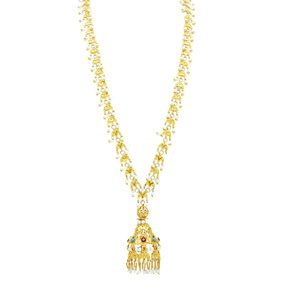 21K Yellow Gold Bahrain Chandelier Opera Necklace