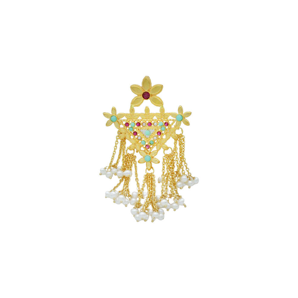 21K Yellow Gold Bahraini Emblem Mini Chandelier Earrings