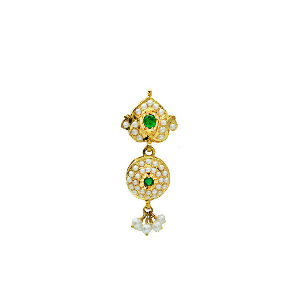 22K Yellow Gold Bahraini Emerald Earrings