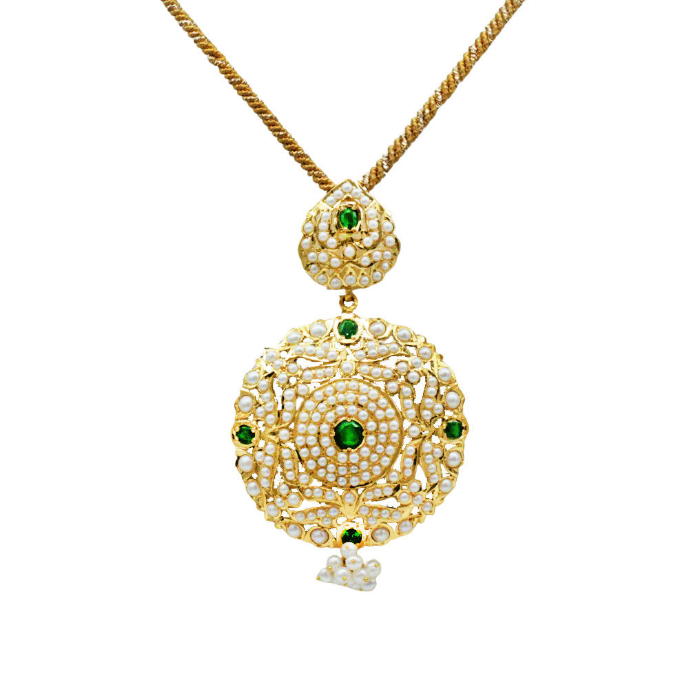 22K Yellow Gold Bahraini Emerald Pendant