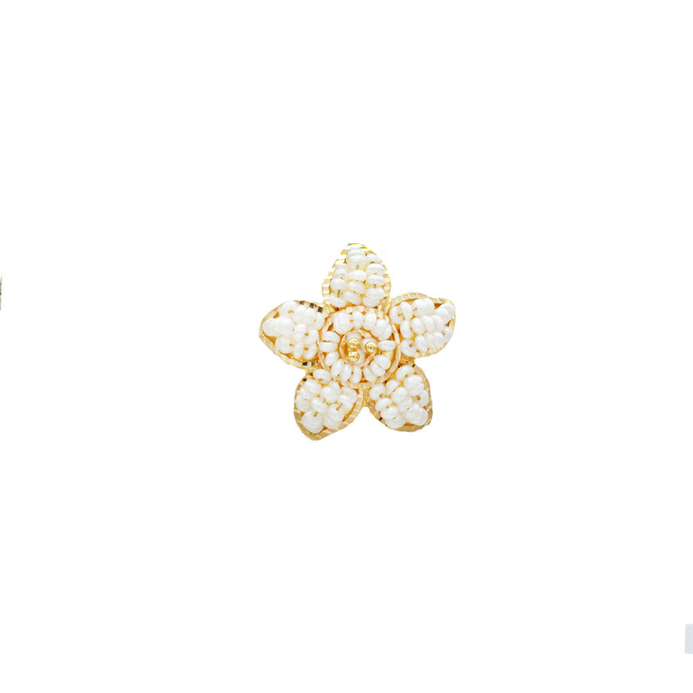 21K Yellow Gold Bahraini Pearl Flower Earrings