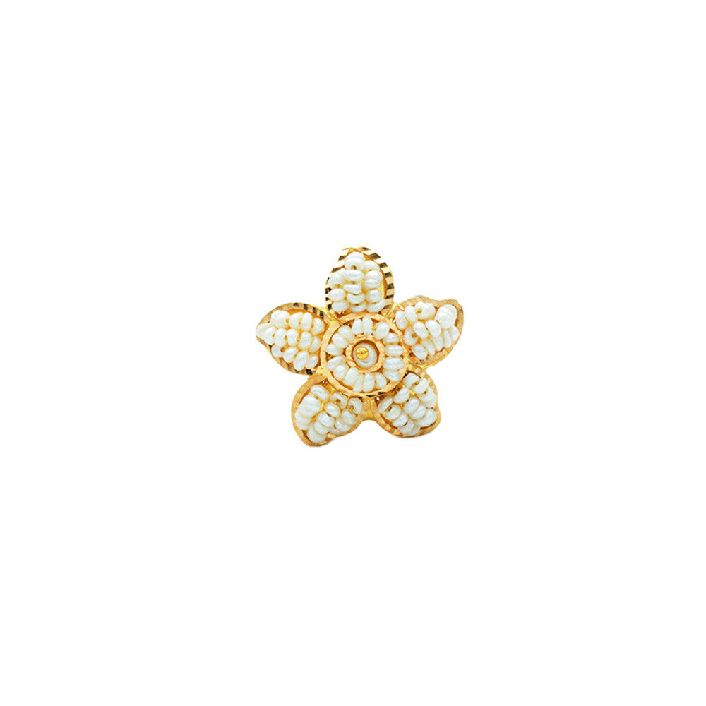 21K Yellow Gold Bahraini Pearl Flower Ring