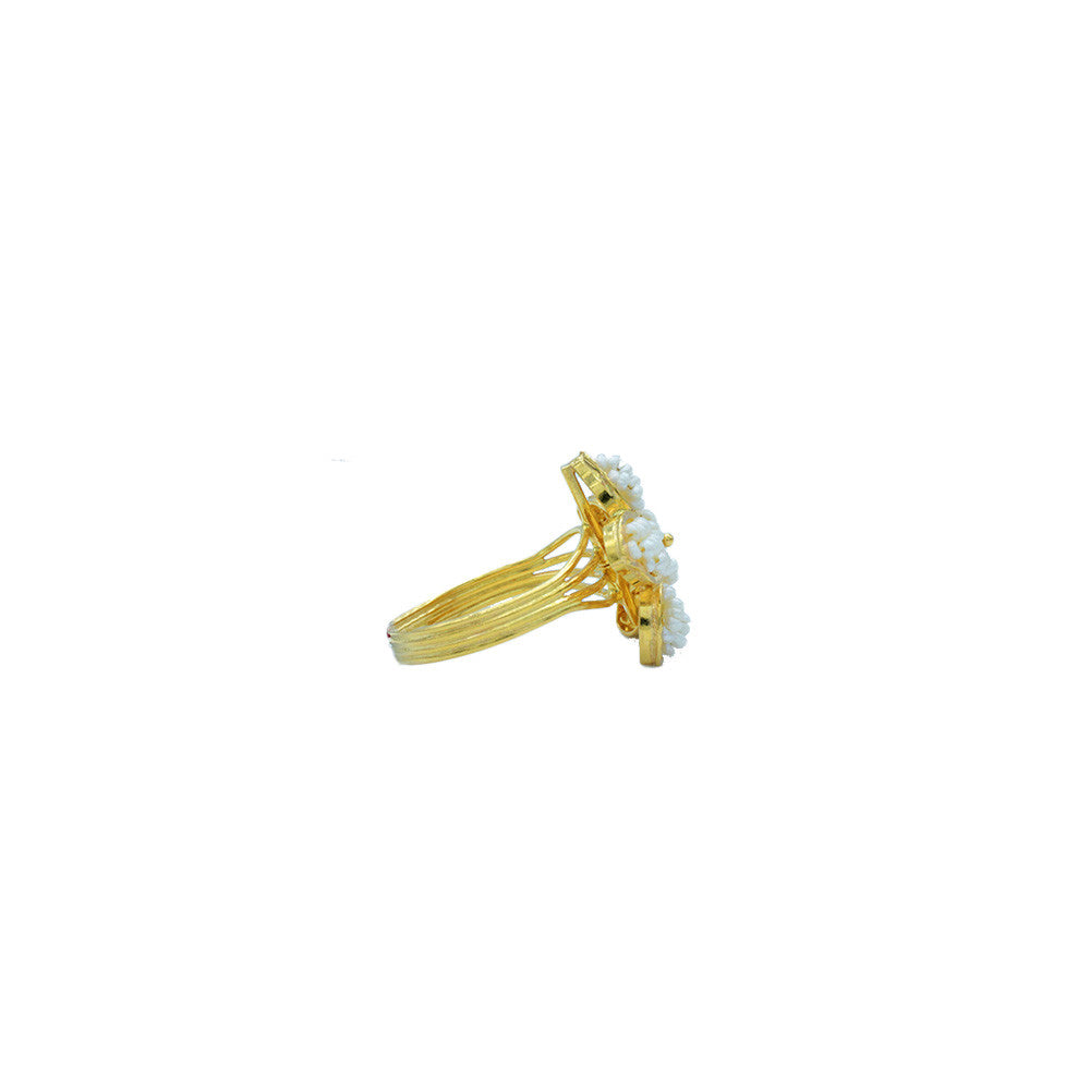 21K Yellow Gold Bahraini Pearl Flower Ring Shank