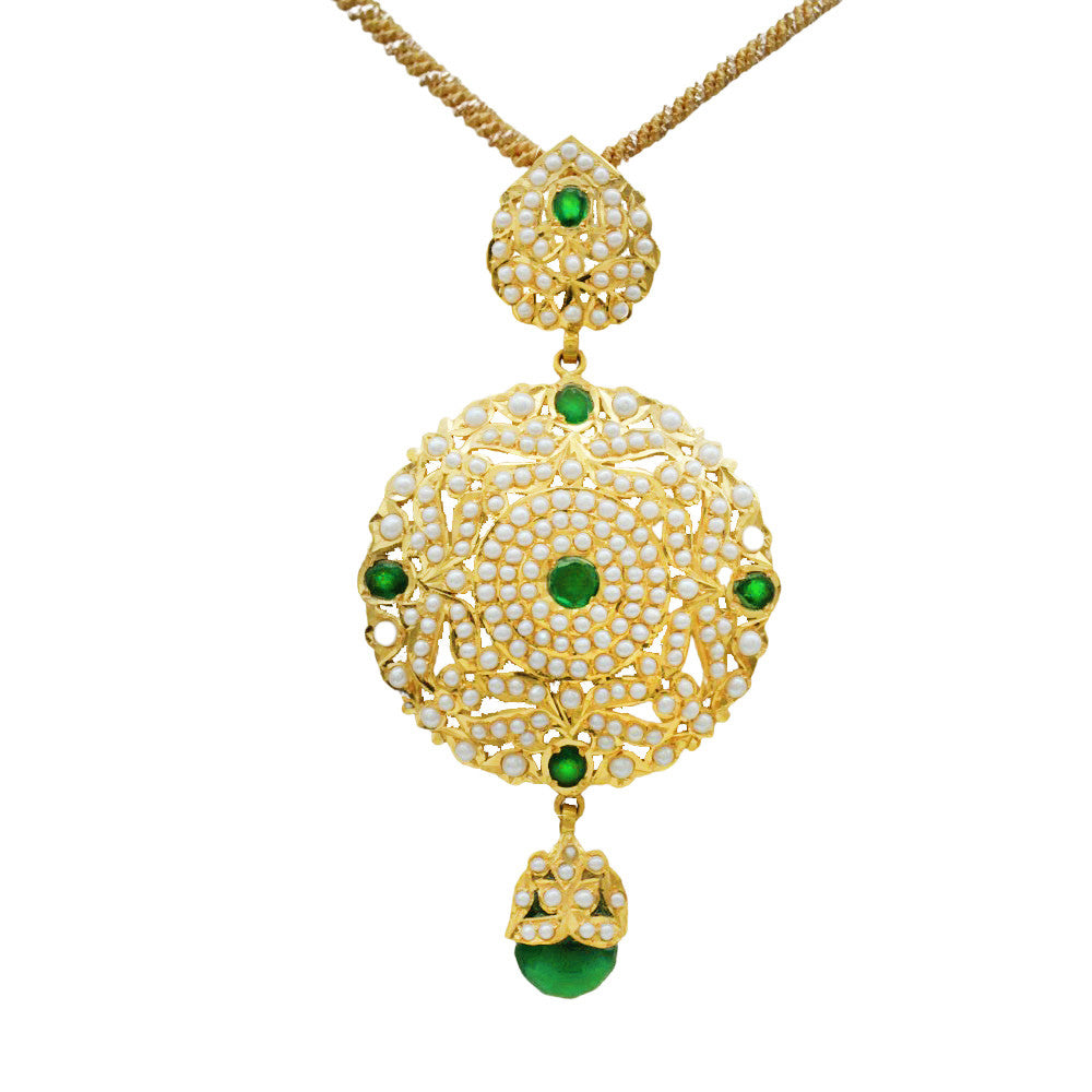 22K Yellow Gold Bahraini Hanging Emerald Pendant