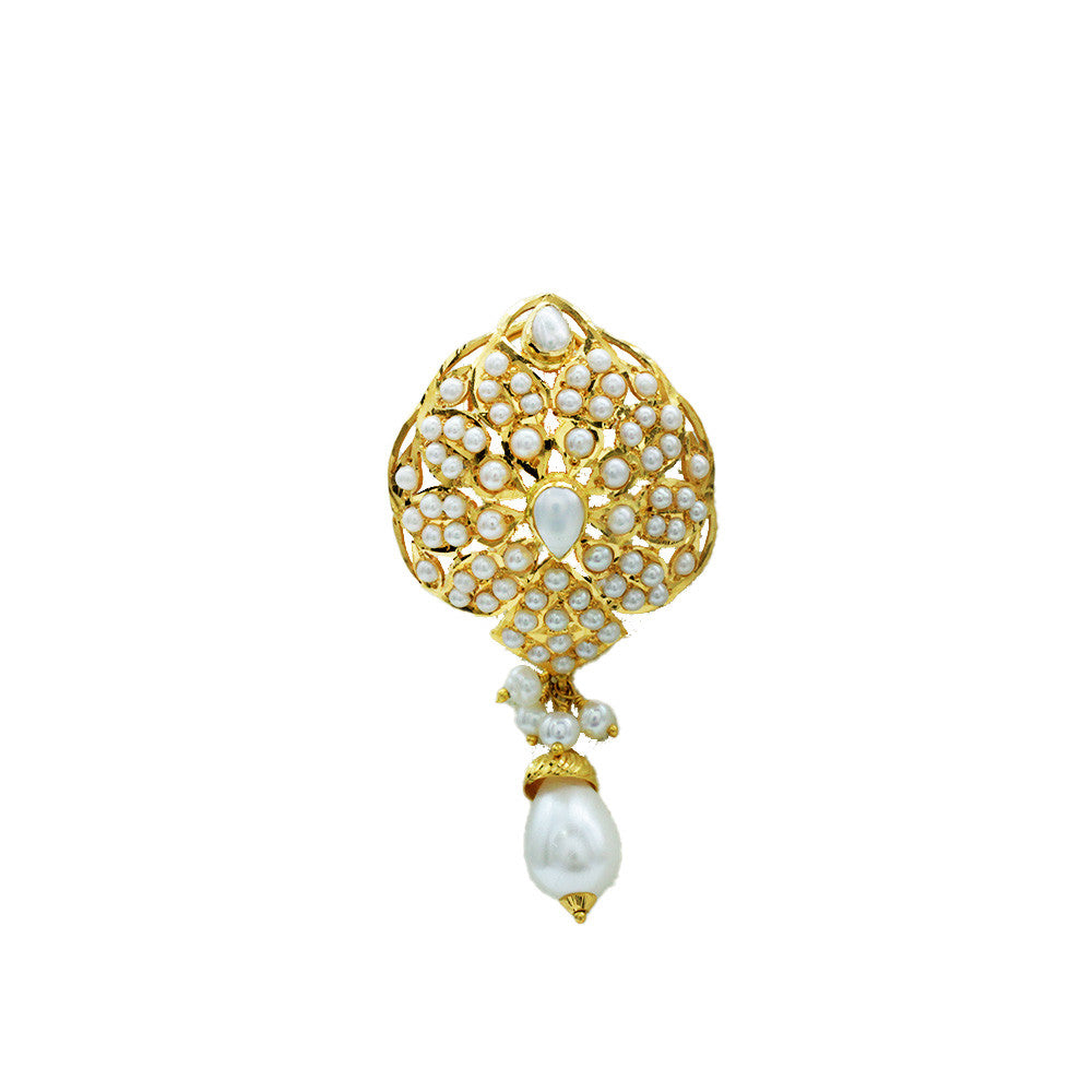 22K Yellow Gold Bahraini Pearl Drop Earrings