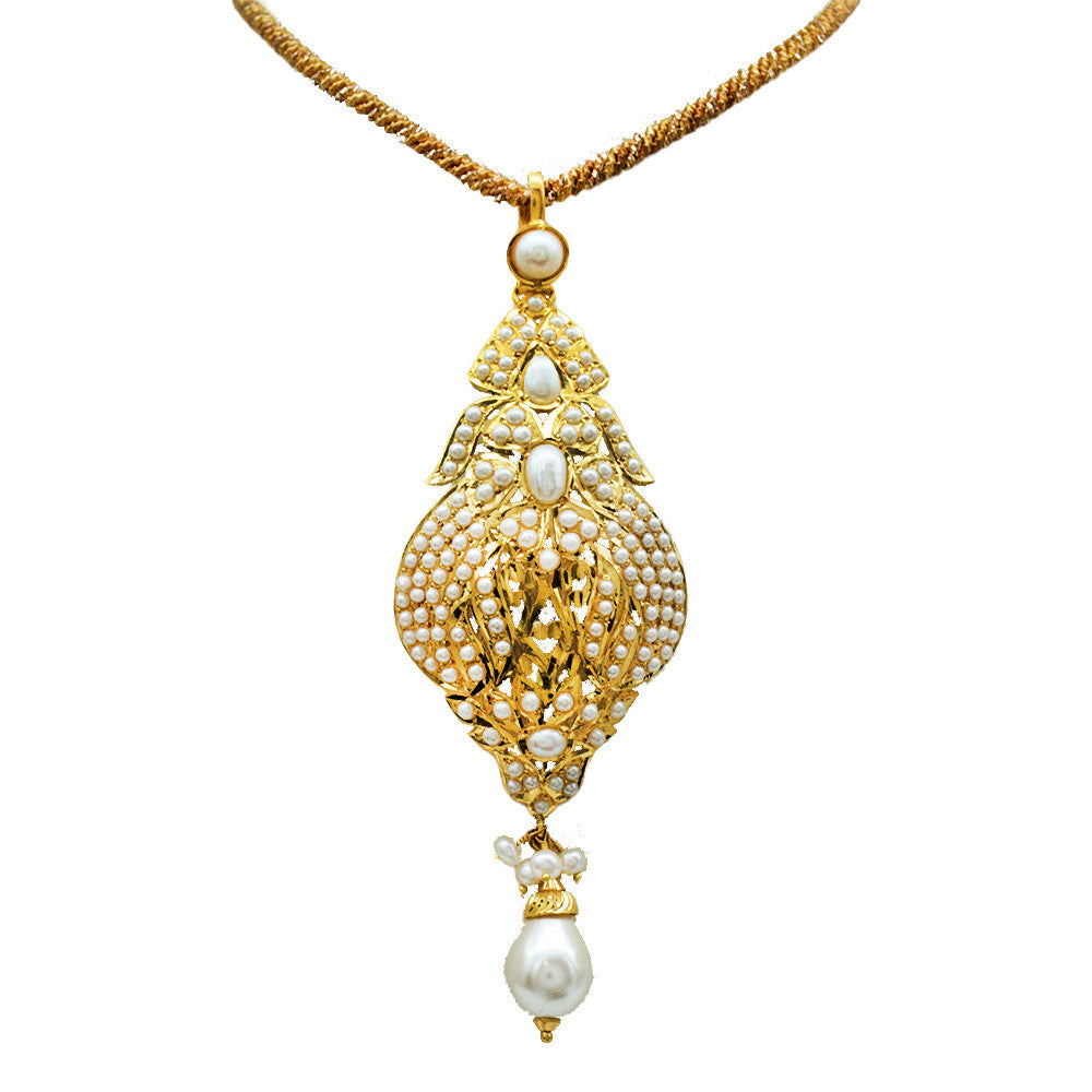 22K Yellow Gold Bahraini Pearl Drop Pendant