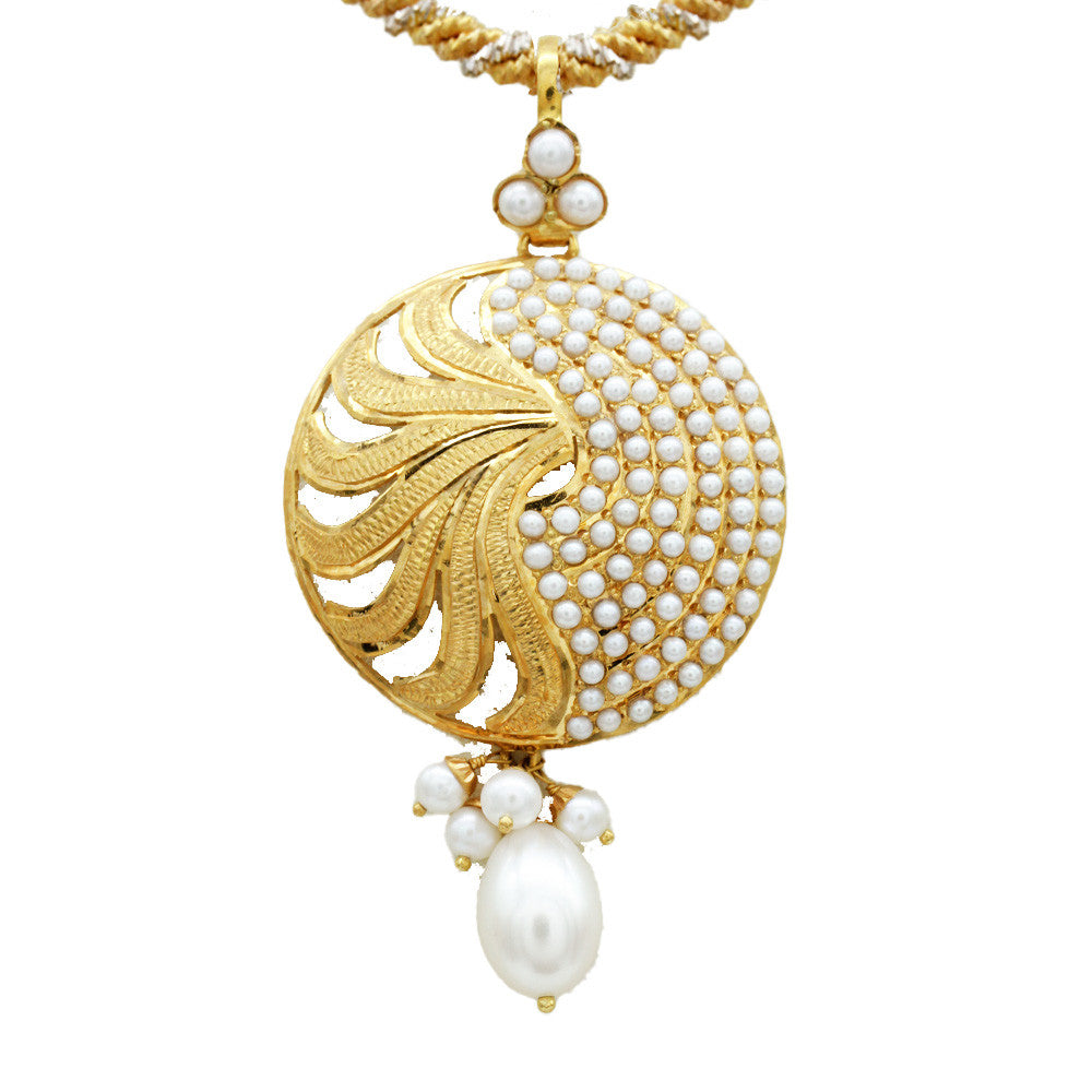 21K Yellow Gold Bahraini Spiral Pearl Drop Pendant