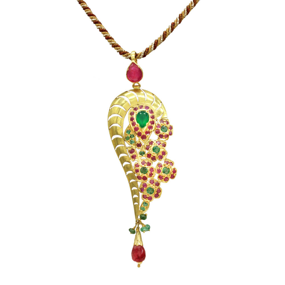 22K Yellow Gold Bahraini Shell Ruby Drop Pendant