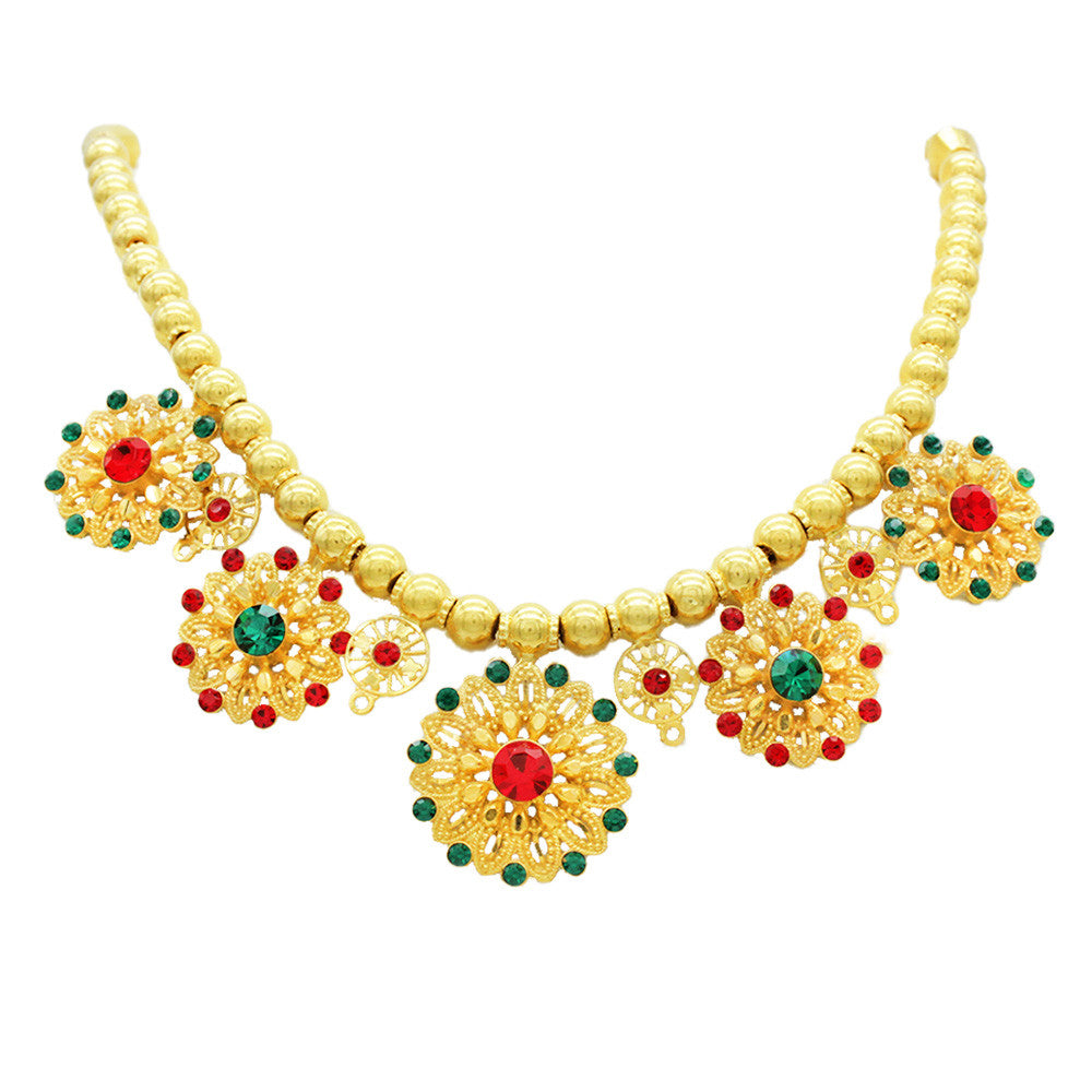 21K Yellow Gold Bahraini Sunflower Matinee Necklace