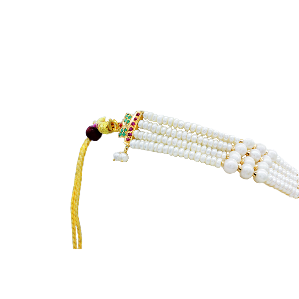 Adjustable yellow string on 22K Yellow Gold Indian Flower Pearl Princess Necklace