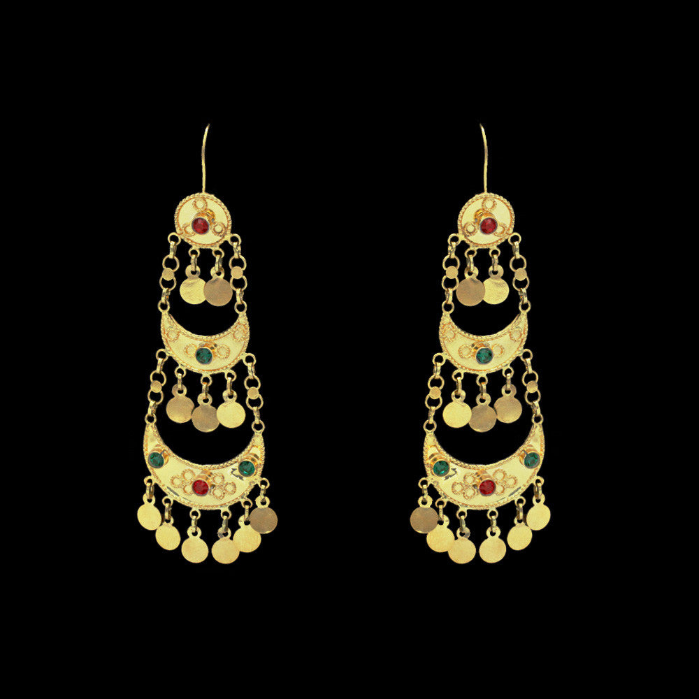 21K Yellow Gold Bahraini Coin Mariah Chandelier Earrings
